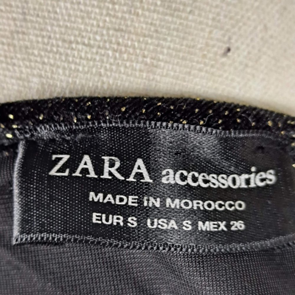 Zara Accessories Size Small Black and Gold Sparkle Bodysuit Wrap Front EUC - Picture 8 of 11